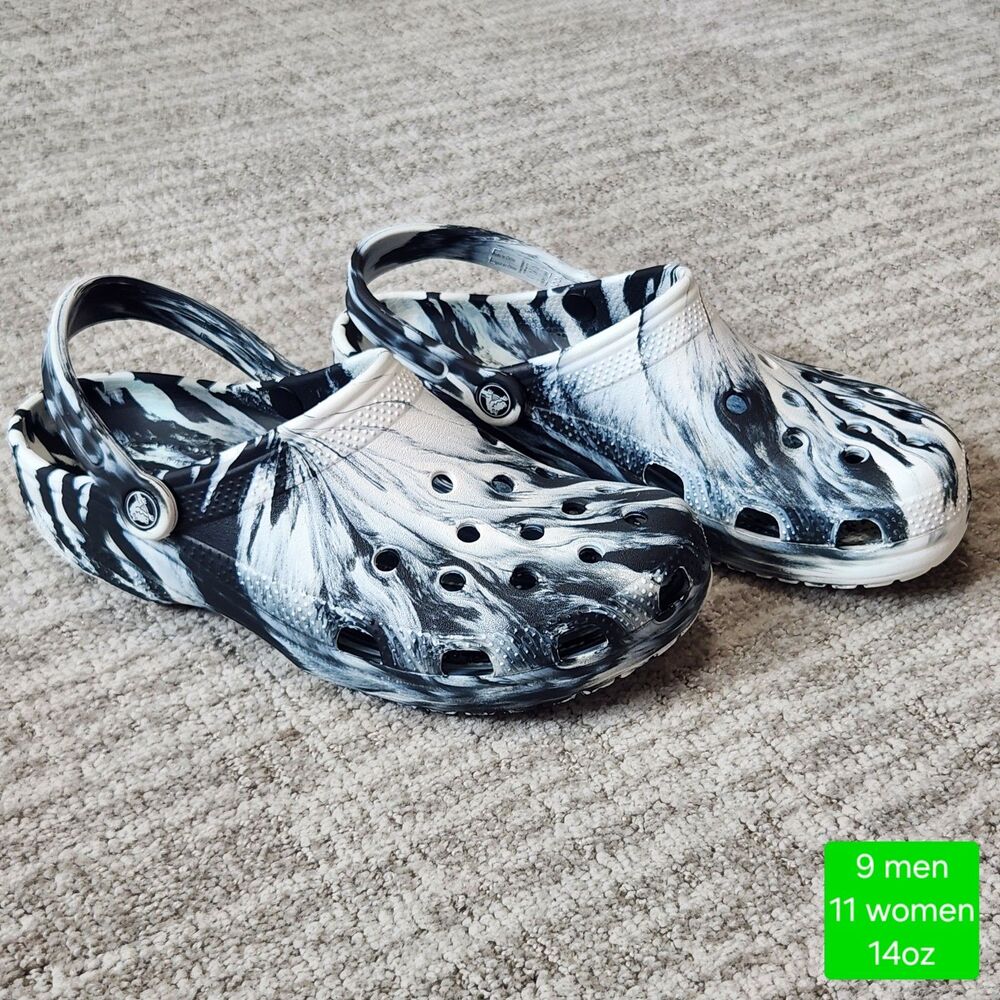 Crocs Classic Marbled Clogs black white 9 men 11 women